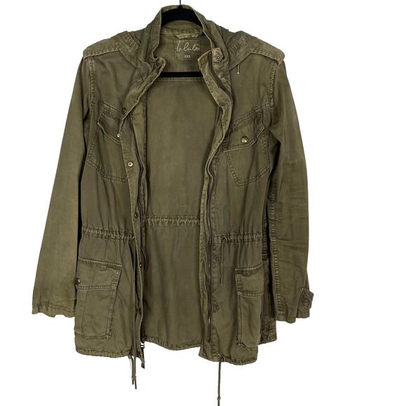 Aritzia Talula XXS Olive Green Trooper Utility Jacket Hooded Cinch Waist 2XS - Picture 1 of 13